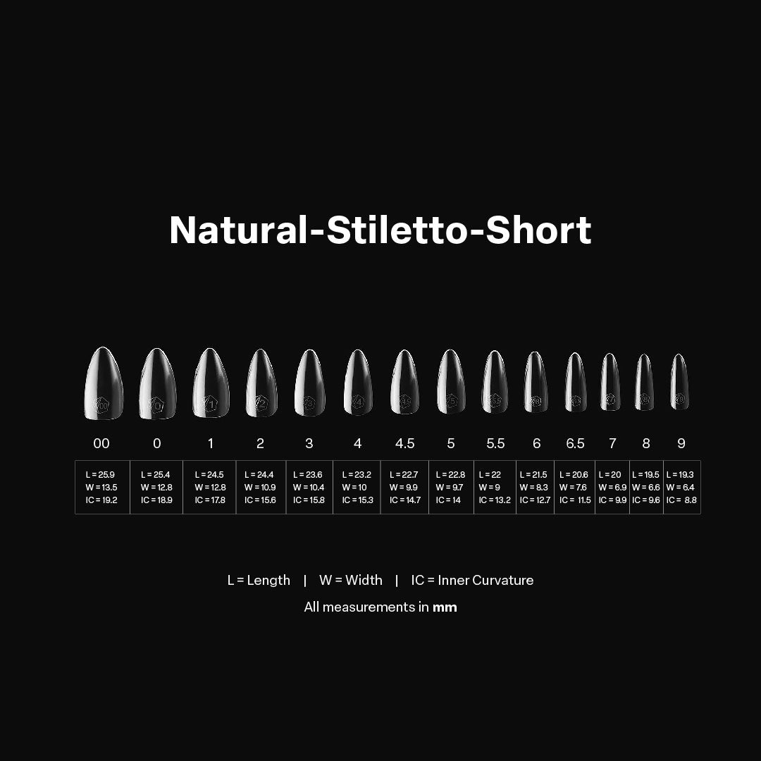 Gel-X® Tips Natural Stiletto Corto (600und)